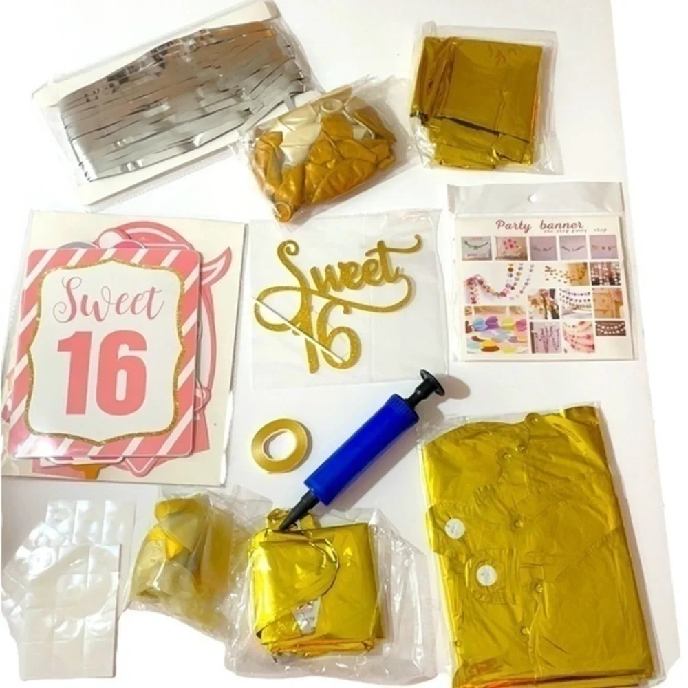 Happy Birthday Sweet 16 Banner decoration set